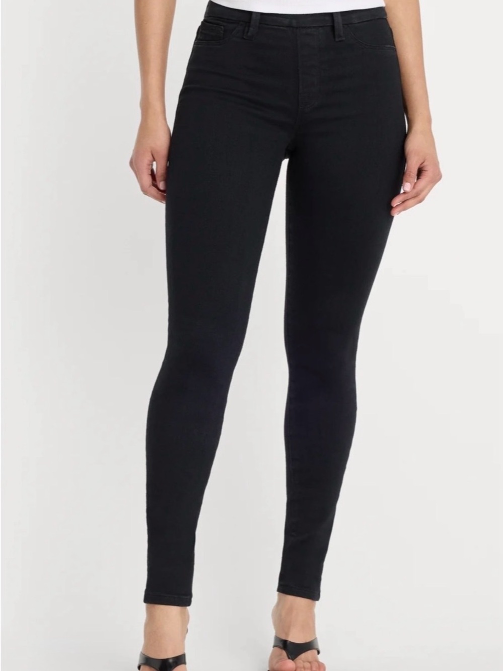 Good American Black Power Stretch Pull-On Skinny Jeans